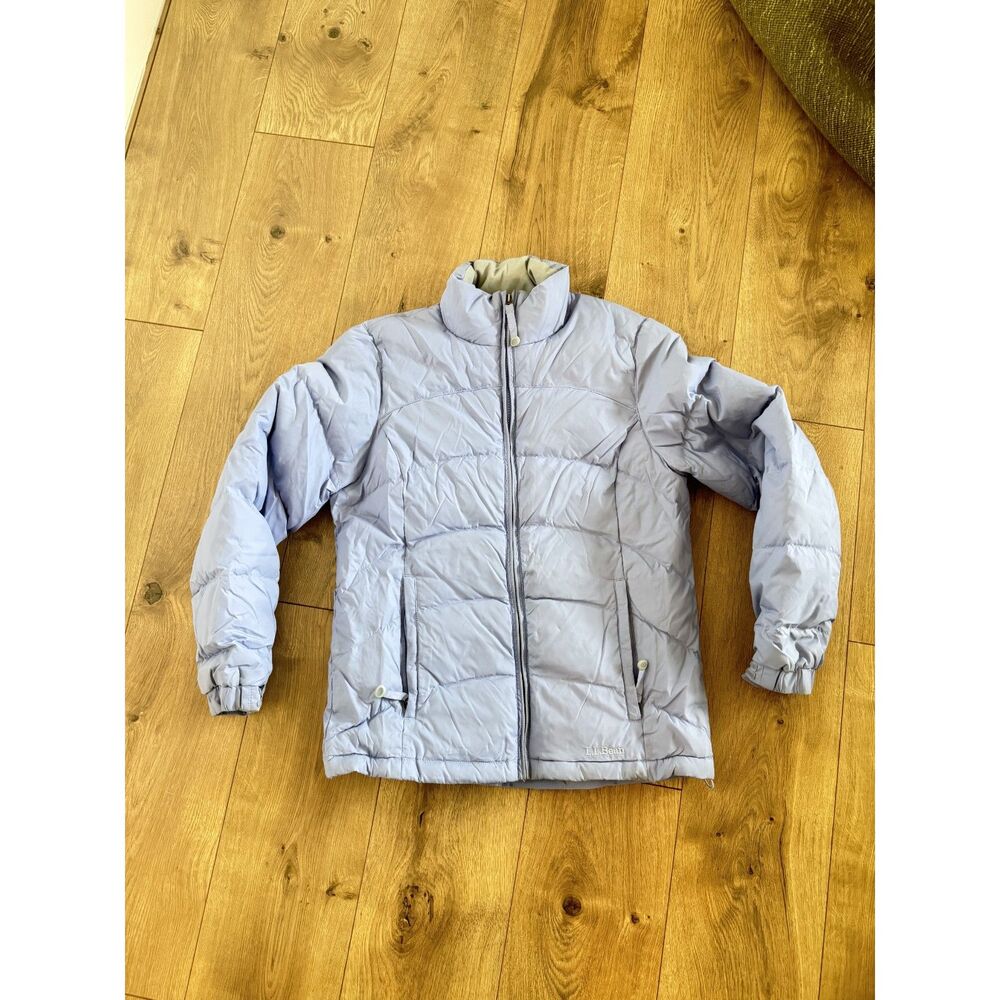 L.L. BEAN S lavender quilted goose down puffer jacket zip winter snow coat